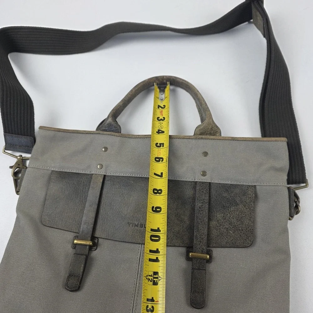 Timbuk2 Tote Bag Mens Large Gray Canvas Faux Leather Crossbody Shoulder Laptop